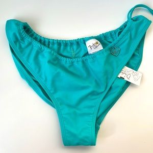 NWT aquamarine ruched high leg bikini bottom tanga cinched waist XL